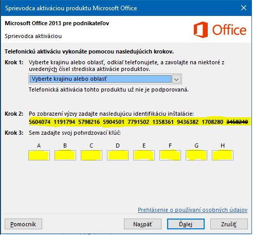 Aktivácia Microsoft Office - Krok 4